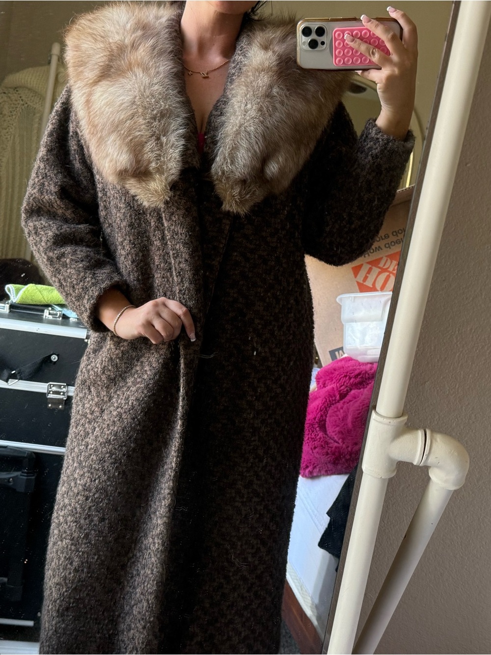 True Vintage Wool Coat with Fur Collar